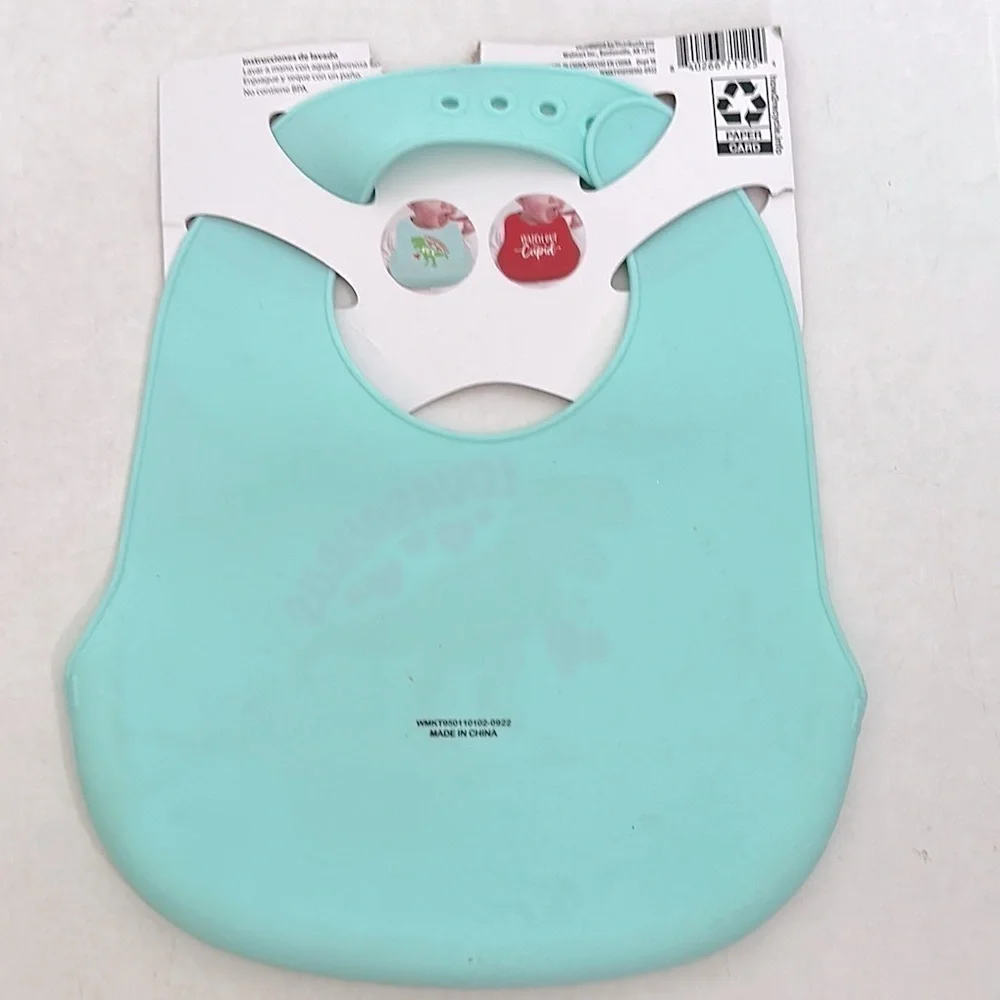 Valentine T Rex Green lovasaurus Bib Silicone 6mth+